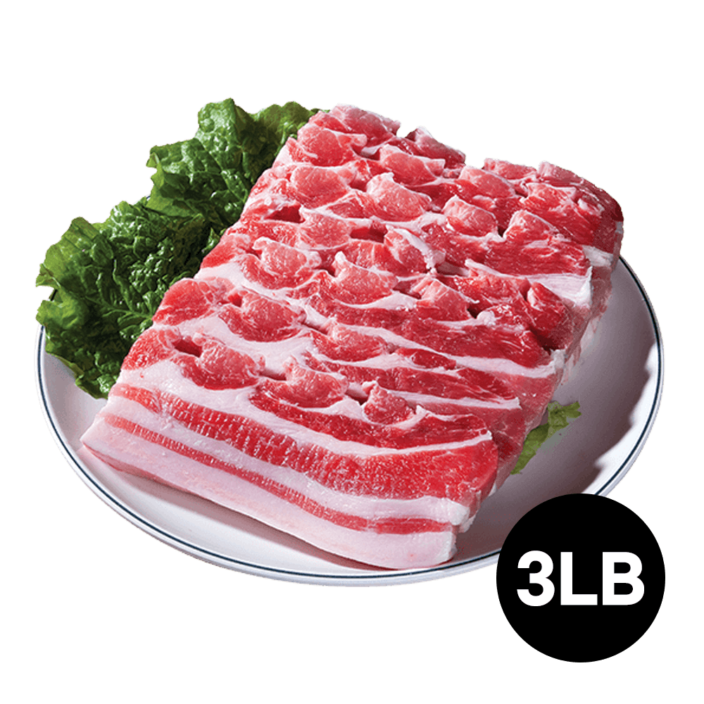 Sliced Single Pork Belly, Frozen 3lb(1.36kg)_SPECIAL