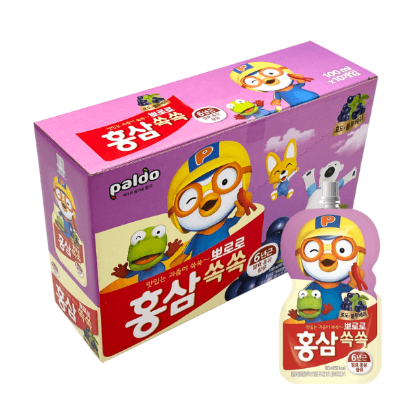 Ginseng Pororo Grape 3.38oz(100ml) 10 Pouches