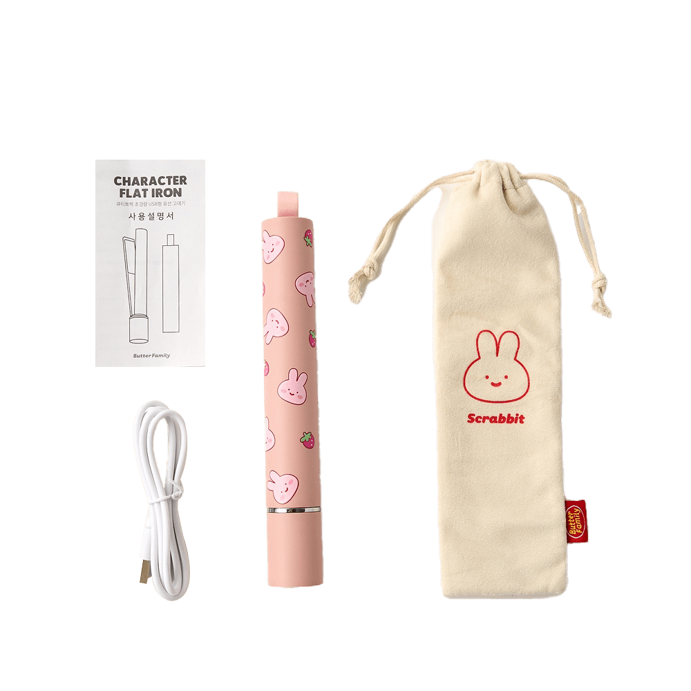 Lightweight USB Type Scrabbit Curling Iron Pink