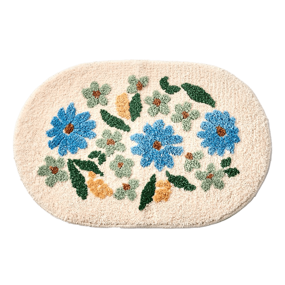 Tufting Bathmat Blue Flower