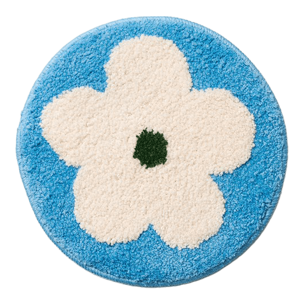 Tufting Multipurpose Mini Rug Blue Flower