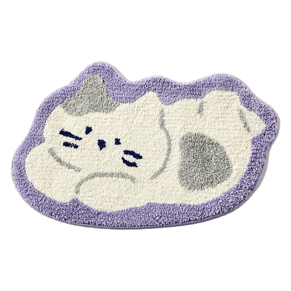 Fluffy Milkcat Shaped Bath Mat Lavender