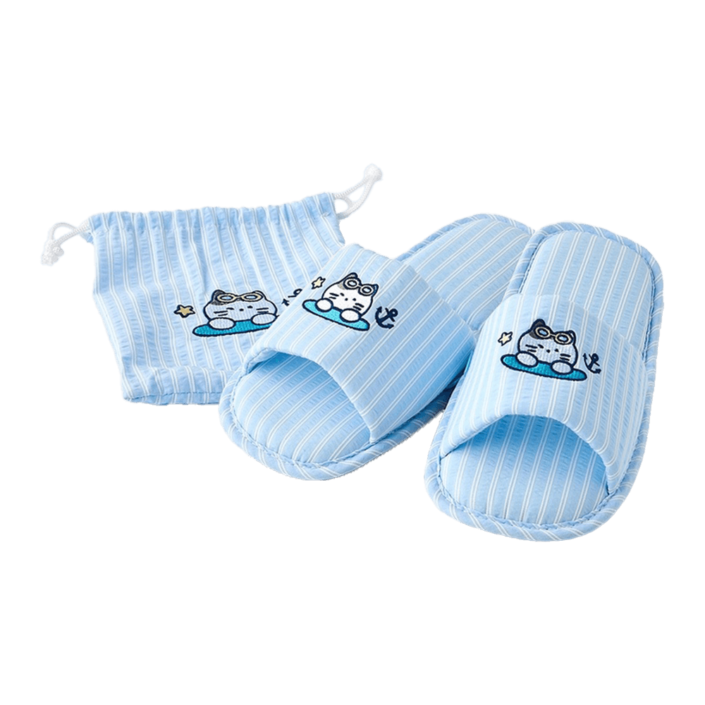 Marine Milkcat Travel Slippers Blue